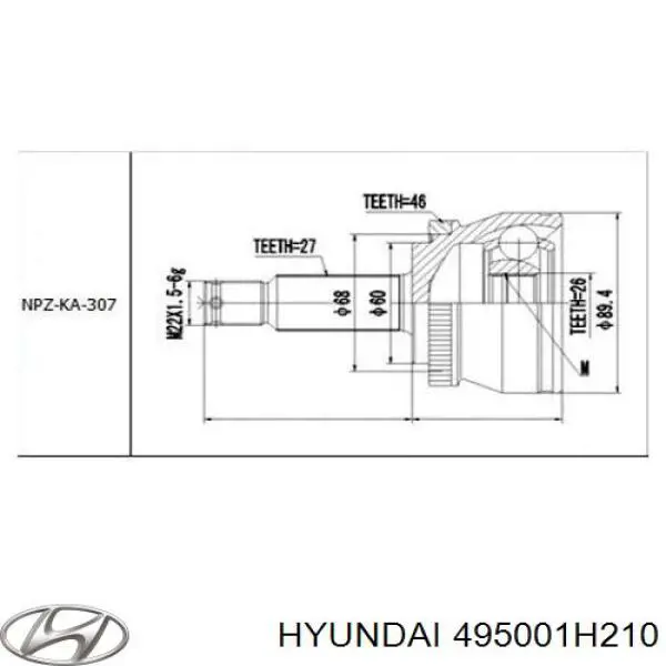 Comprar 495001H210 Hyundai/Kia Semieje delantero derecho