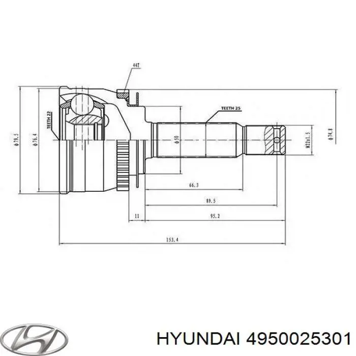 Junta homocinética exterior delantera Hyundai/Kia 4950025301 precio, desde 47,30 EUR