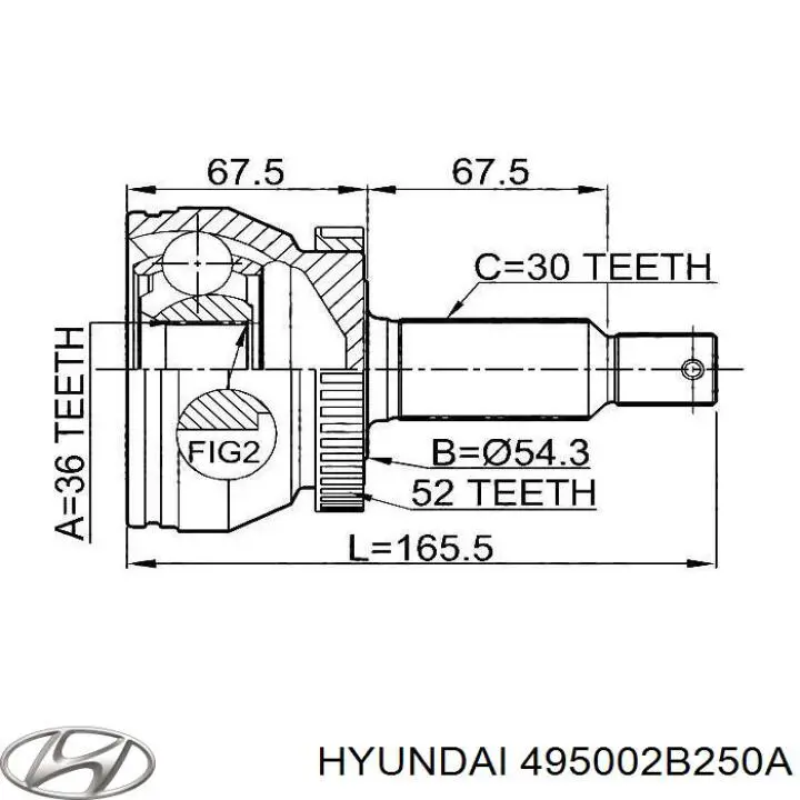 495002B250A Hyundai/Kia árbol de transmisión delantero