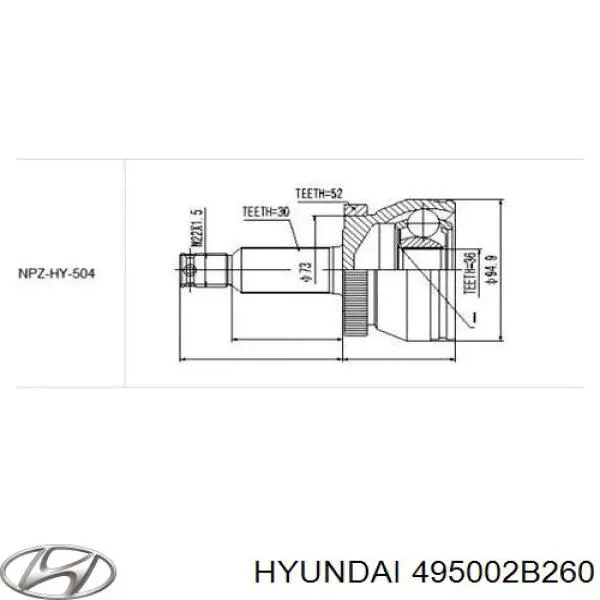 Árbol de transmisión delantero izquierdo para Hyundai Santa Fe (CM)