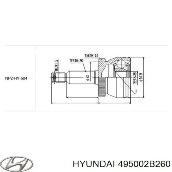 NPW-HY-595 NTY árbol de transmisión delantero izquierdo