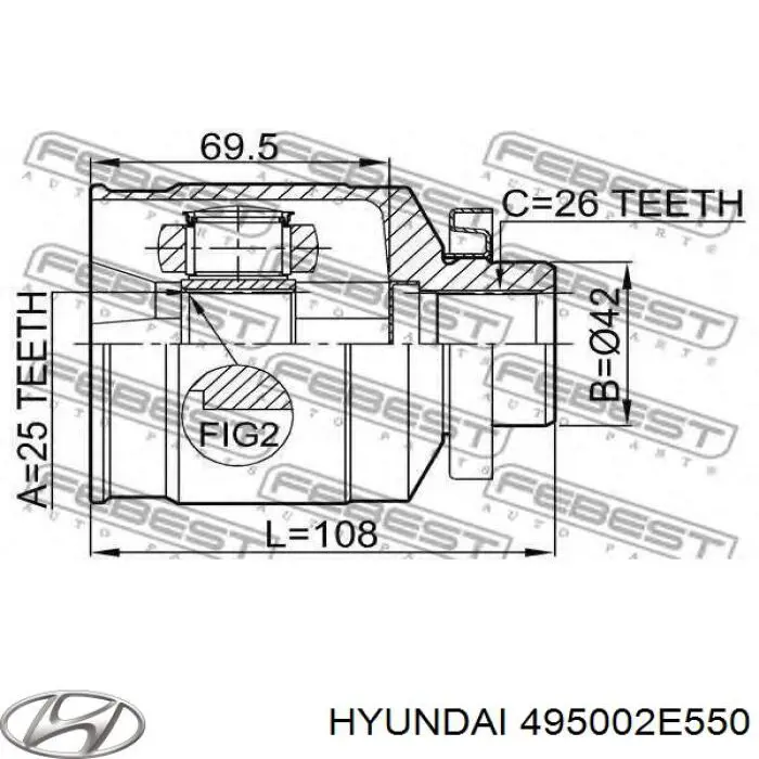 Semieje delantero derecho Mando HM495002E550