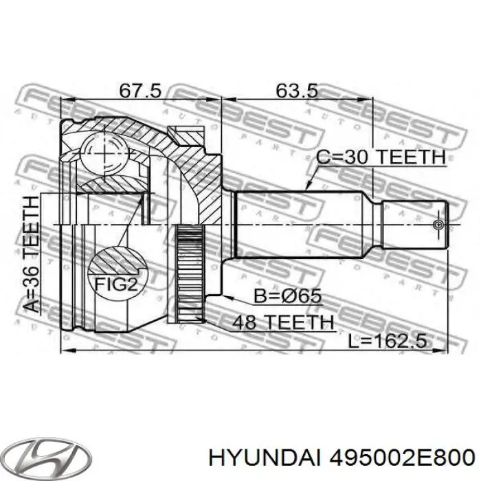 495002E800 Hyundai/Kia fuelle, árbol de transmisión delantero exterior