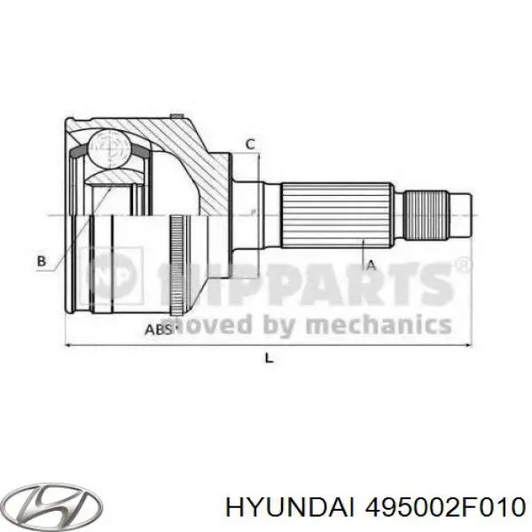 Semieje delantero derecho Hyundai/Kia 495002F010 precio, desde 53,53 EUR