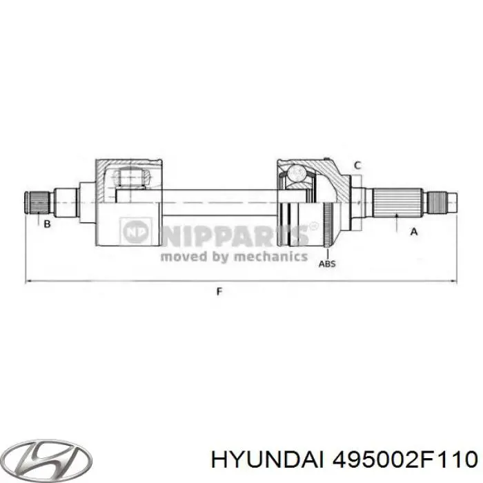 495002F110 Hyundai/Kia árbol de transmisión delantero derecho