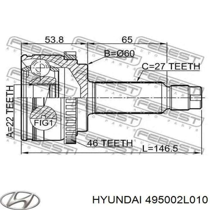 Semieje delantero derecho Hyundai/Kia 495002L010 precio, desde 75,50 EUR