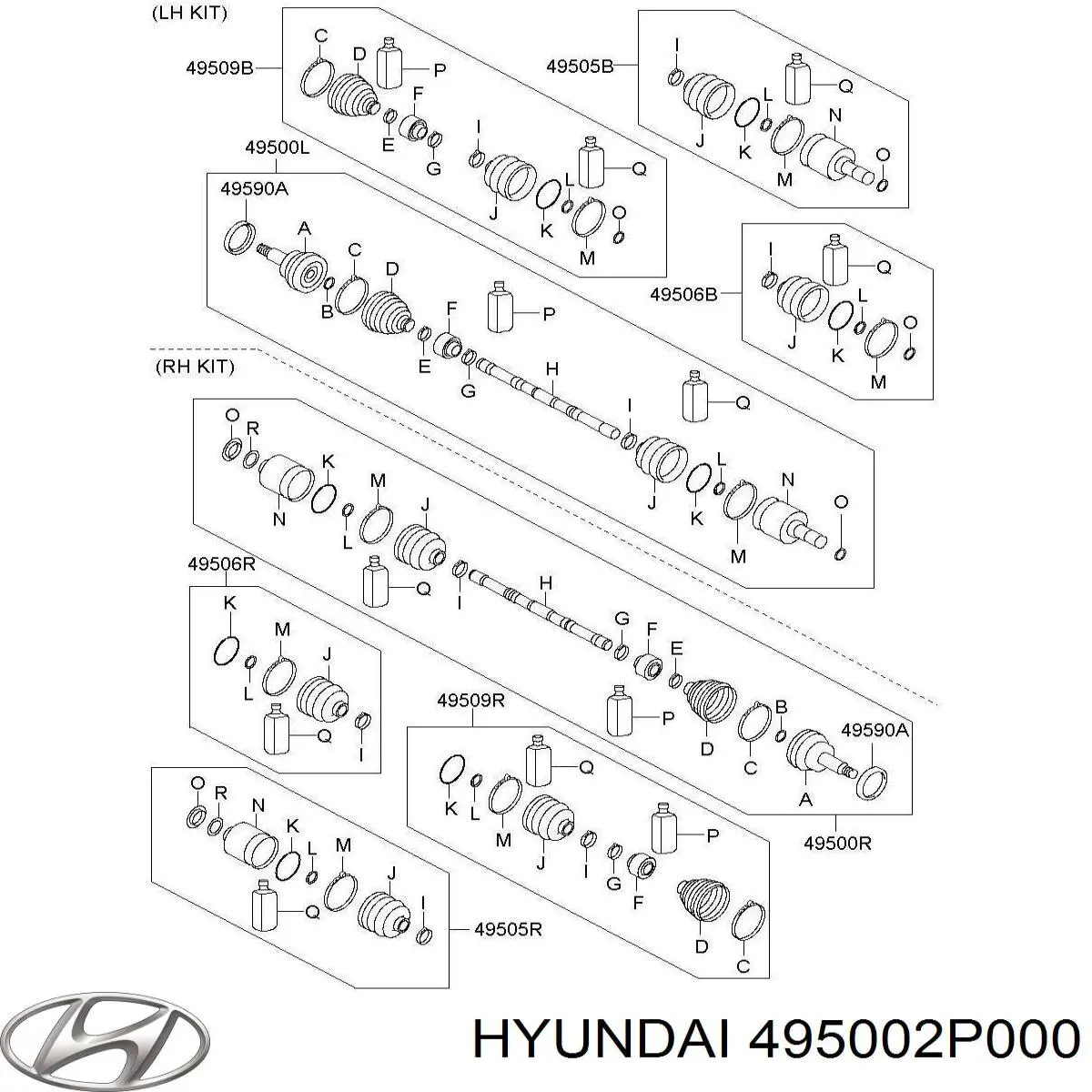 Comprar 495002P000 Hyundai/Kia Semieje delantero izquierdo