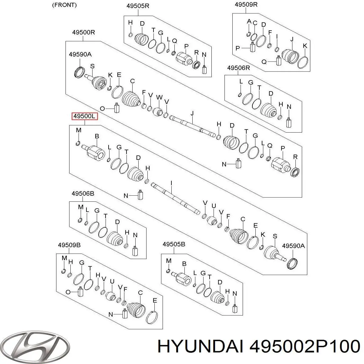 Comprar 495002P100 Hyundai/Kia Semieje delantero izquierdo