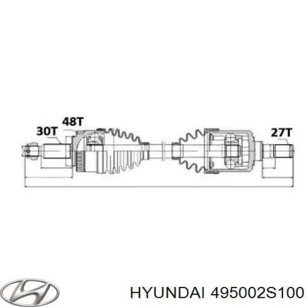 495002S100 Hyundai/Kia árbol de transmisión delantero izquierdo