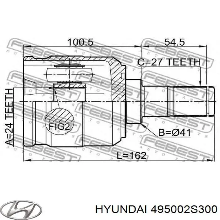 495002S300 Hyundai/Kia árbol de transmisión delantero izquierdo