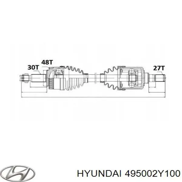 495002Y100 Hyundai/Kia árbol de transmisión delantero izquierdo