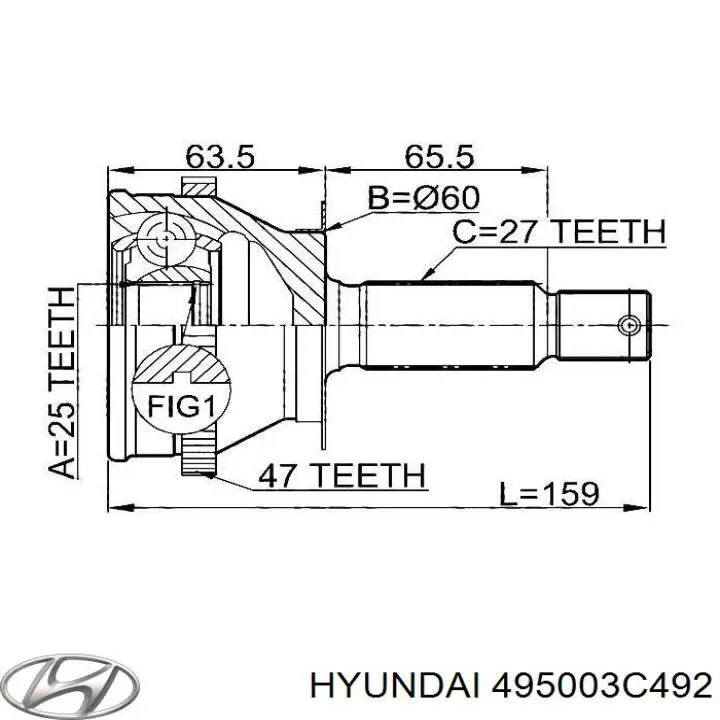 XX495003C492 Market (OEM) árbol de transmisión delantero izquierdo