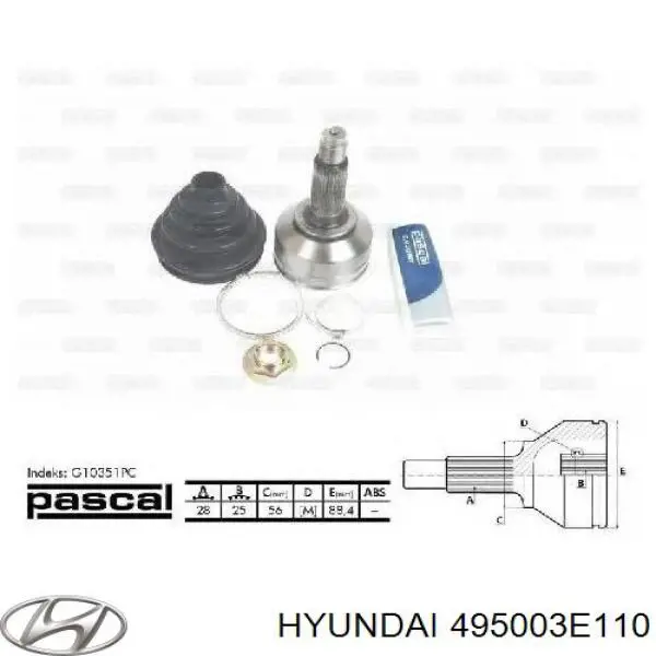 495003E110 Hyundai/Kia árbol de transmisión delantero derecho