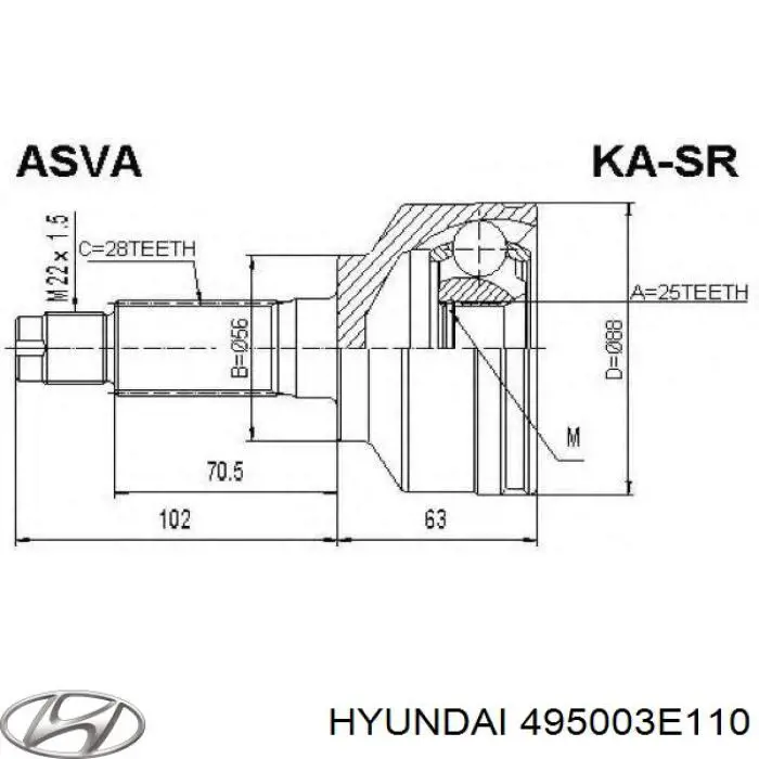 Semieje delantero derecho Hyundai/Kia 495003E110 precio, desde 92,93 EUR