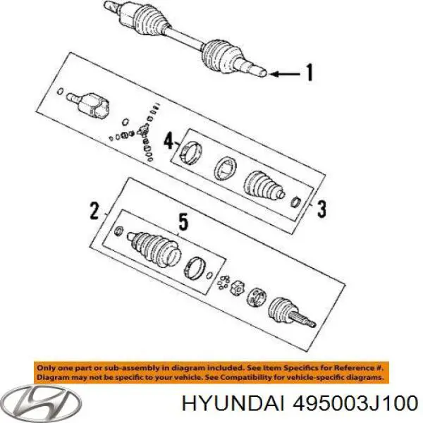 495003J100 Hyundai/Kia árbol de transmisión delantero derecho