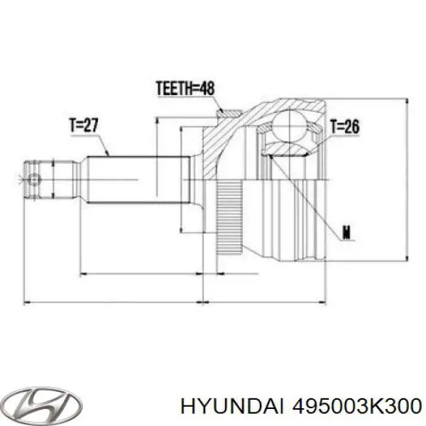 495003K300 Hyundai/Kia Semieje delantero izquierdo