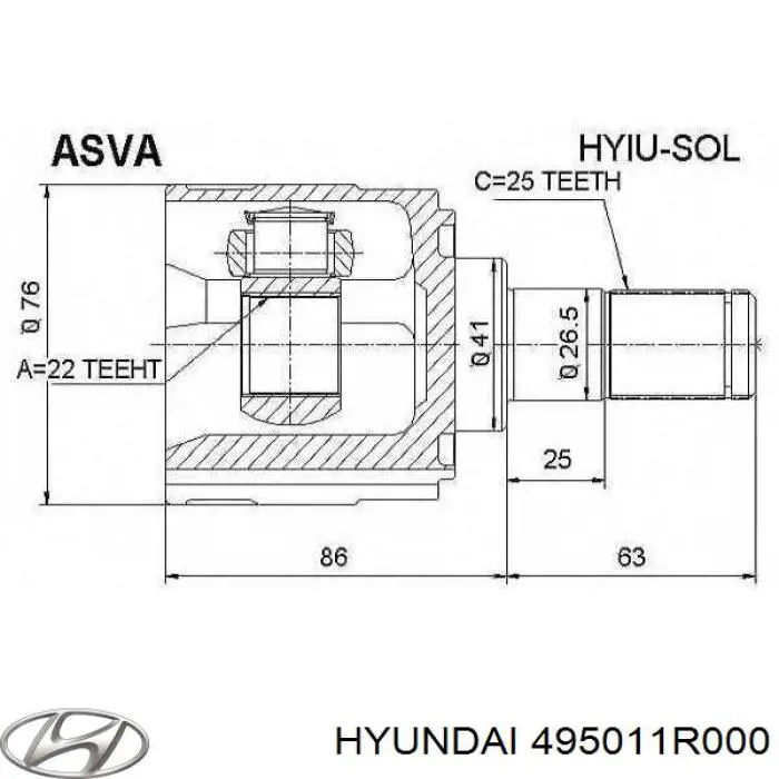 Comprar 495011R505 Hyundai/Kia Semieje delantero derecho