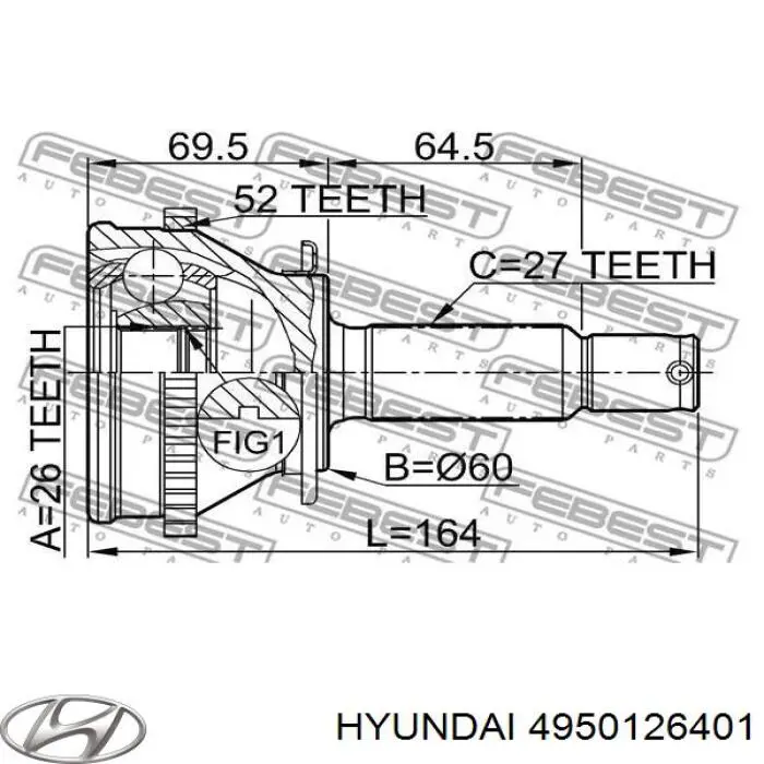 4950126401 Hyundai/Kia junta homocinética exterior delantera