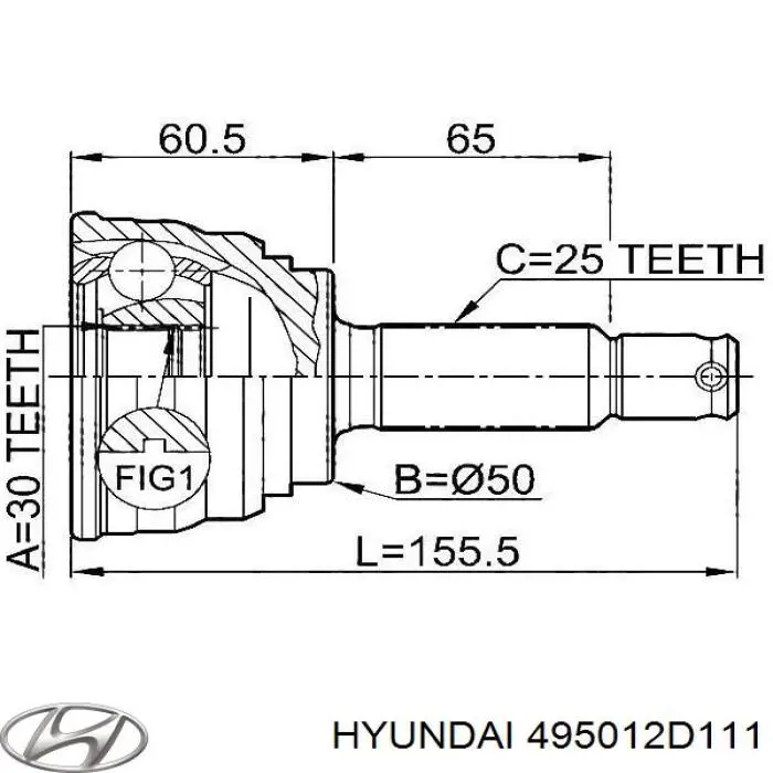 Árbol de transmisión delantero izquierdo para Hyundai Elantra 