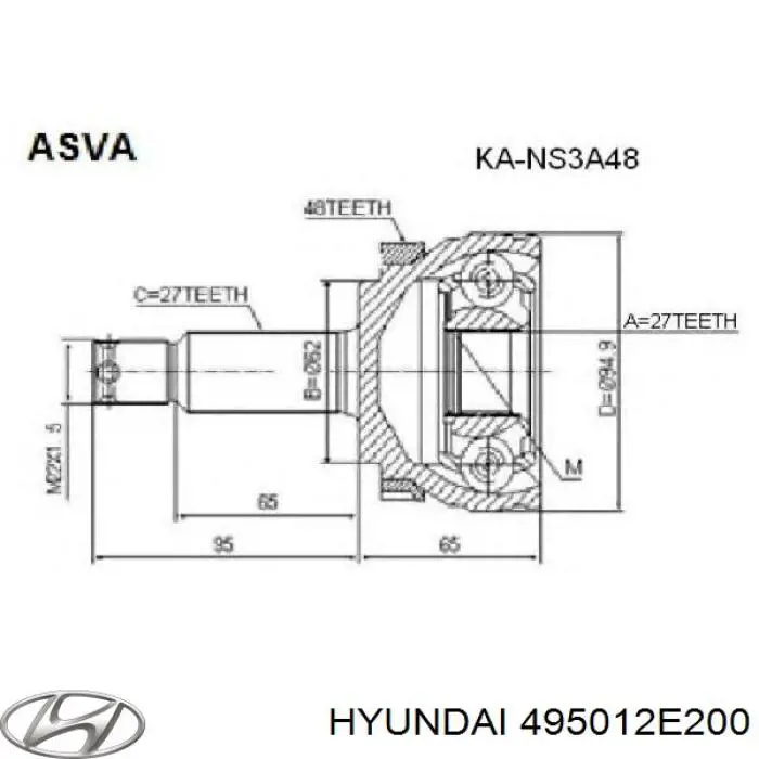 Junta homocinética exterior trasera Hyundai/Kia 495012E200 precio, desde 36,71 EUR