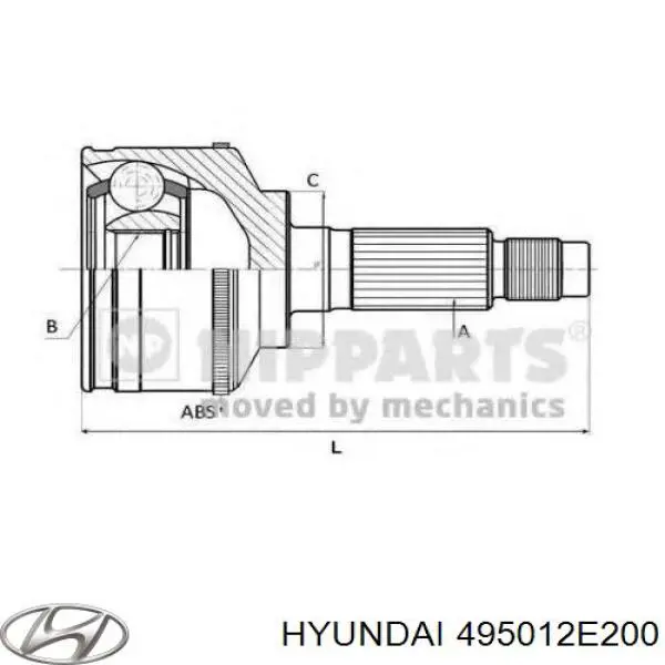 Junta homocinética exterior trasera 495012E200 Hyundai/Kia