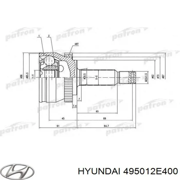 495012E400 Hyundai/Kia árbol de transmisión delantero izquierdo