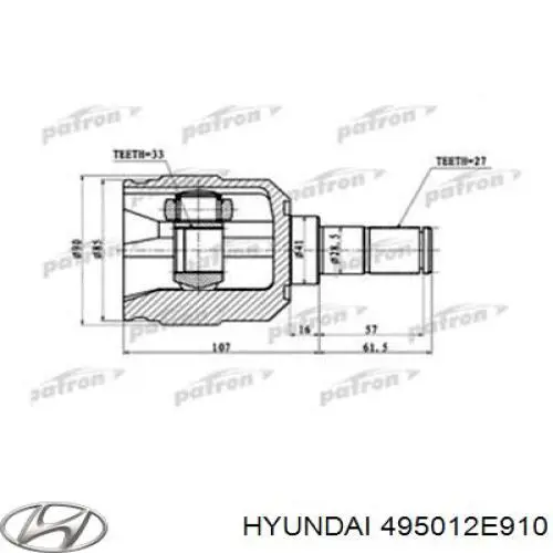 495012E910 Hyundai/Kia árbol de transmisión delantero izquierdo