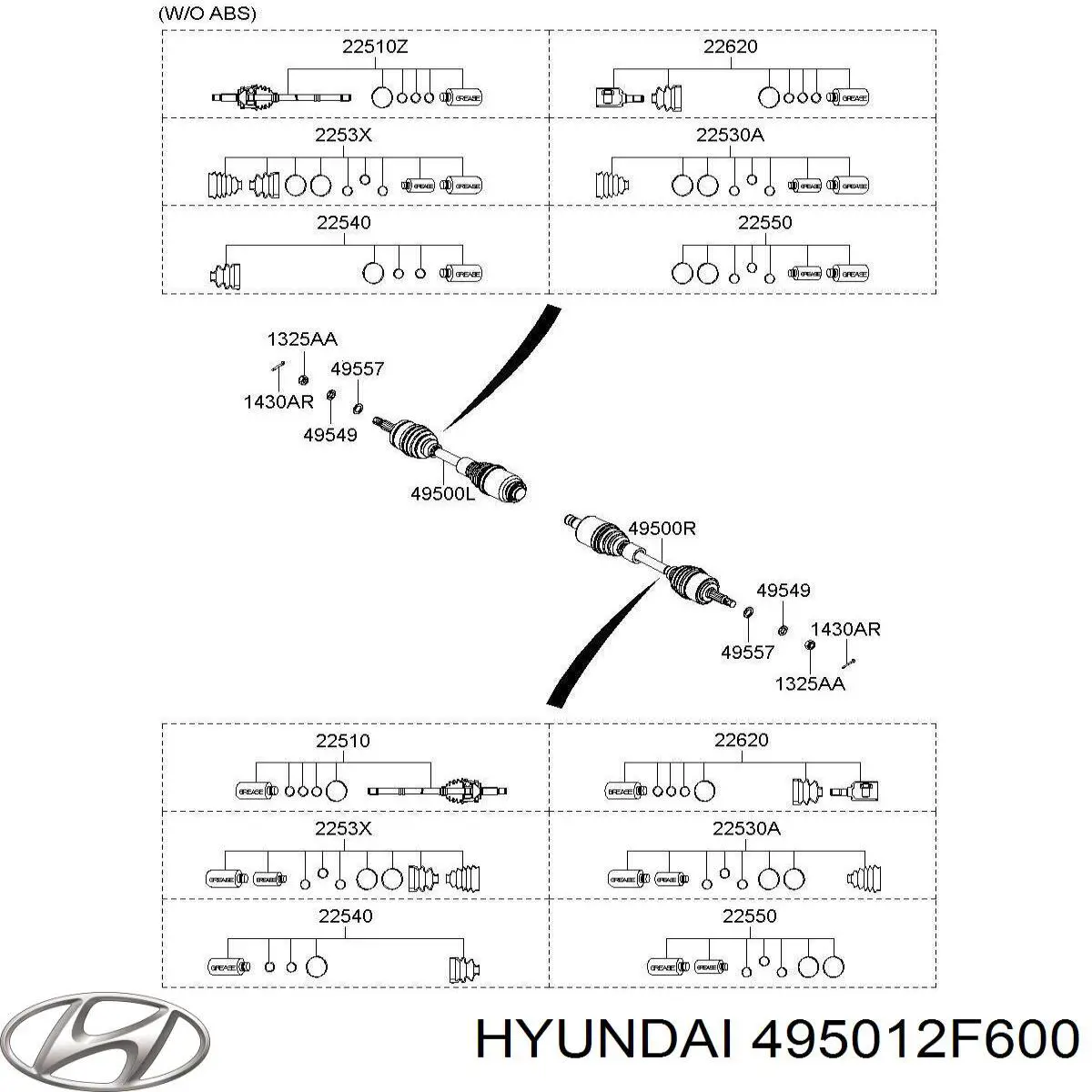 495012F600 Hyundai/Kia árbol de transmisión delantero izquierdo