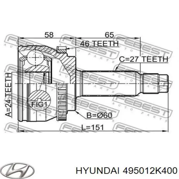 Junta homocinética exterior delantera Hyundai/Kia 495012K400 precio, desde 46,43 EUR
