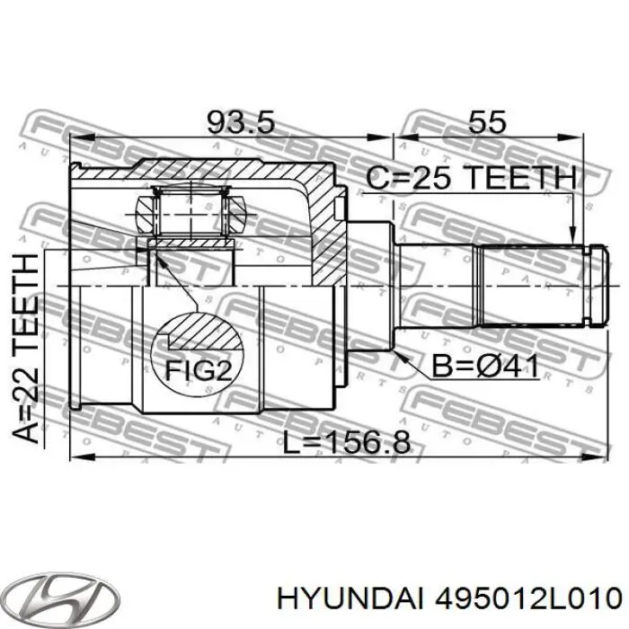 495012L010 Hyundai/Kia Semieje delantero izquierdo