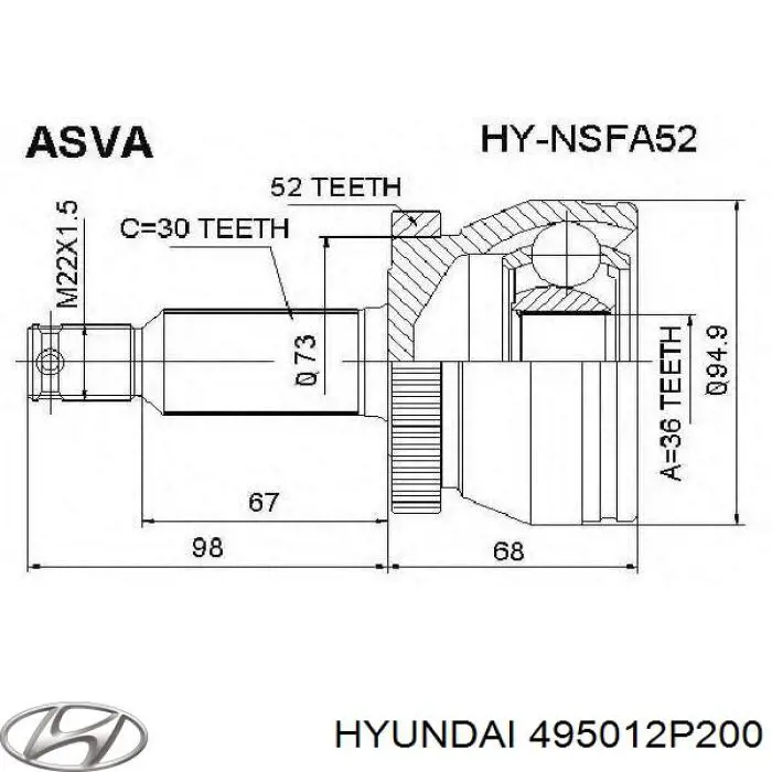 Junta homocinetica 495012P200 Hyundai/Kia