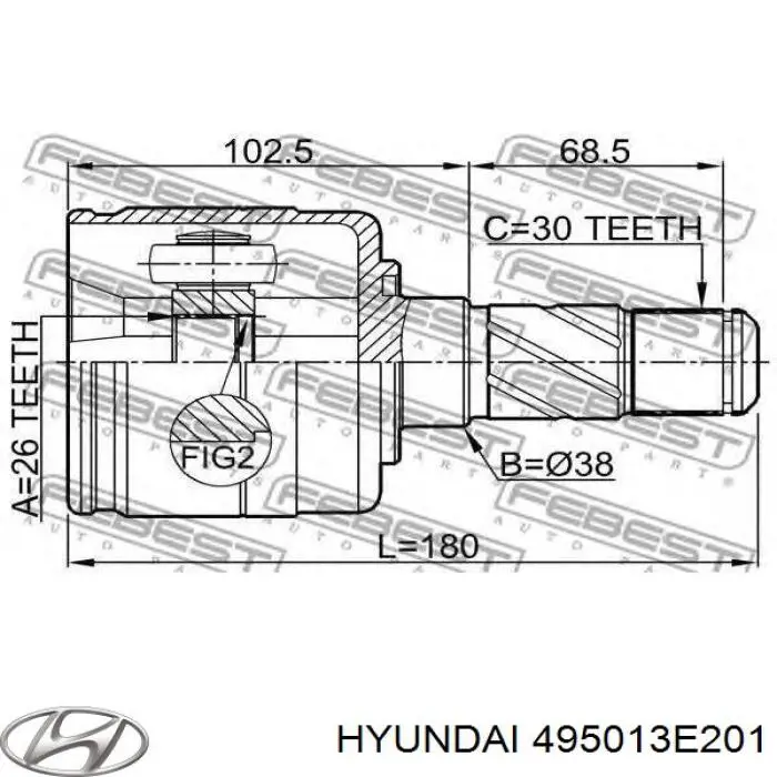 495013E201 Hyundai/Kia árbol de transmisión delantero izquierdo