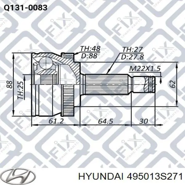 Árbol de transmisión delantero derecho para Hyundai Sonata (YF)