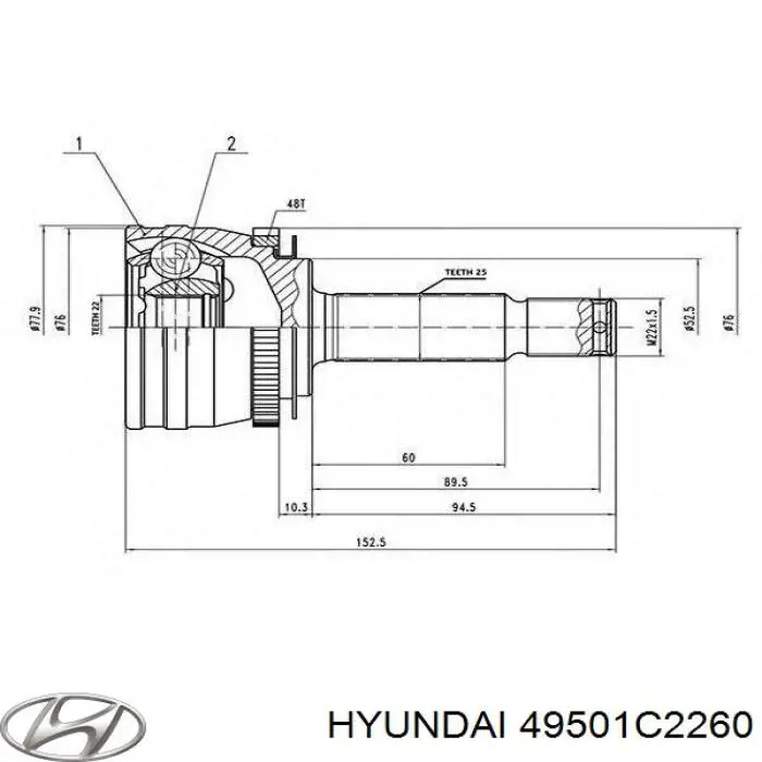 Árbol de transmisión delantero derecho para Hyundai Sonata (LF)