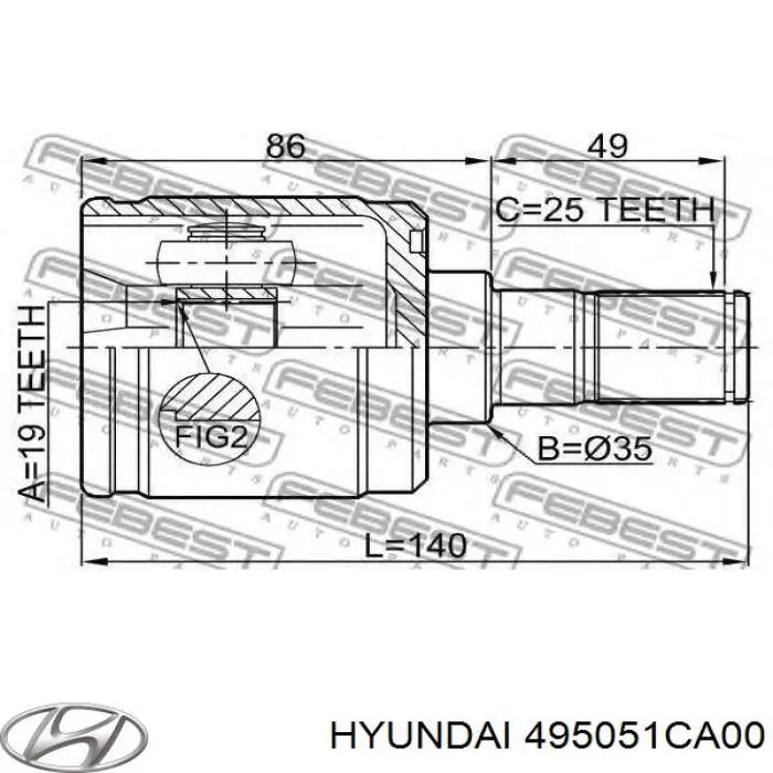 495051CA00 Hyundai/Kia junta homocinética interior delantera