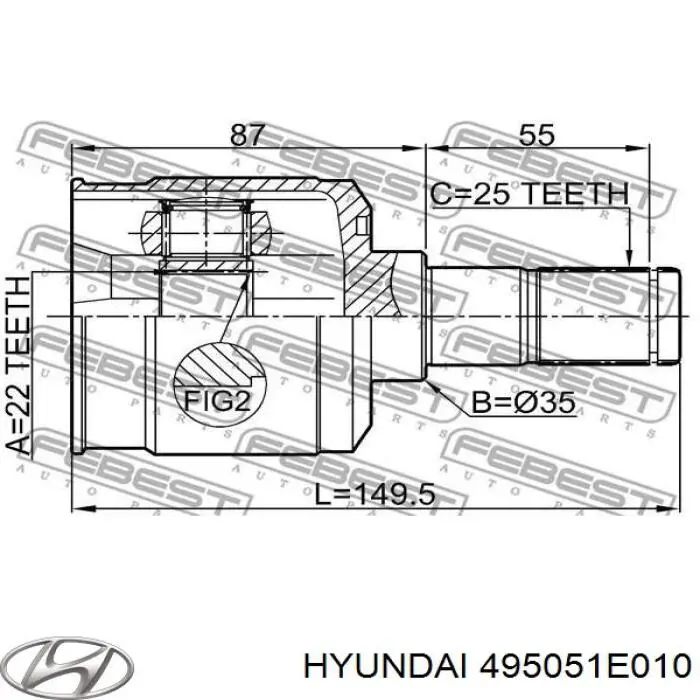 Junta homocinética interior delantera izquierda para Hyundai Accent (MC)