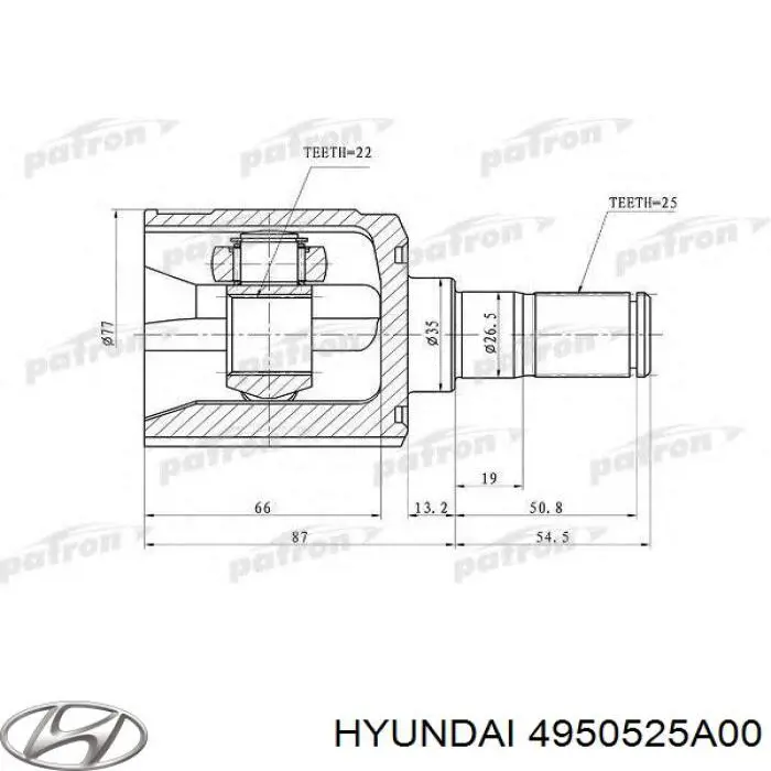 4950525A00 Hyundai/Kia junta homocinética exterior delantera
