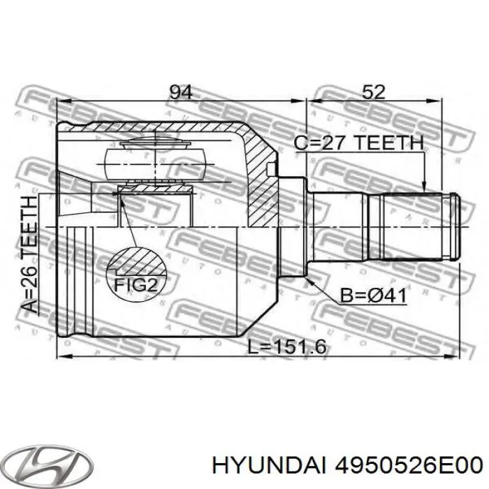 4950526E00 Hyundai/Kia junta homocinética interior delantera izquierda