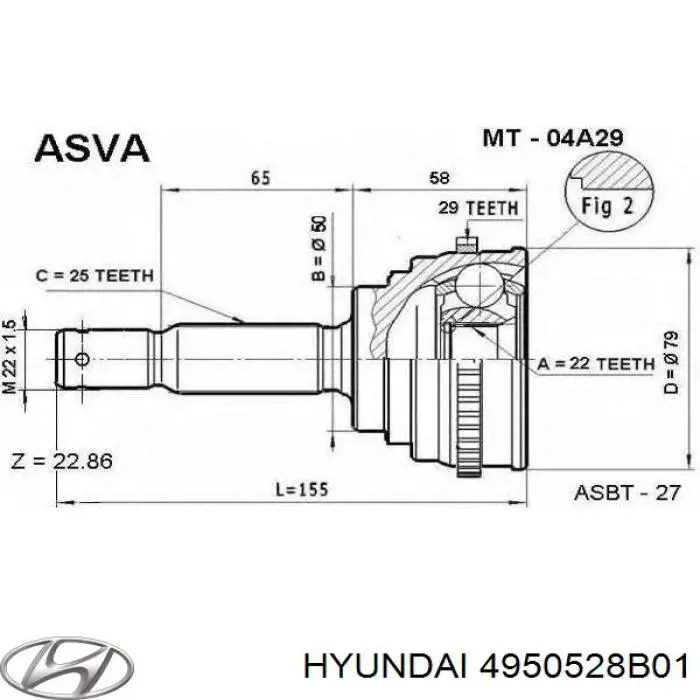Junta homocinética exterior delantera Hyundai/Kia 4950528B01 precio, desde 29,51 EUR