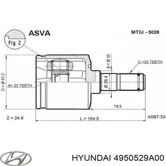 4950529A00 Hyundai/Kia junta homocinética interior delantera