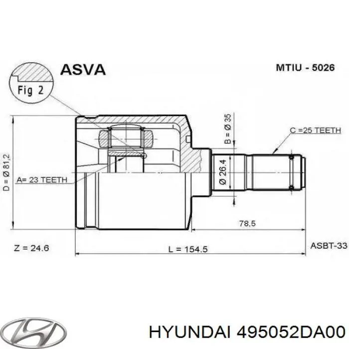 Junta homocinética interna delantera Hyundai/Kia 495052DA00 precio, desde 52,82 EUR