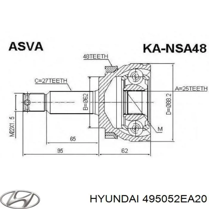 Juego de articulación, árbol de transmisión, interior delantera Hyundai/Kia 495921F400