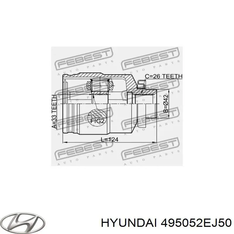 495052EJ50 Hyundai/Kia junta homocinética interior delantera derecha