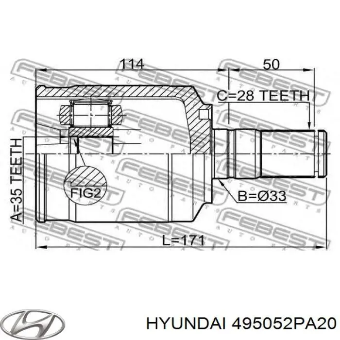 Junta homocinética interna delantera izquierda Hyundai/Kia 495052PA20 precio, desde 43,47 EUR