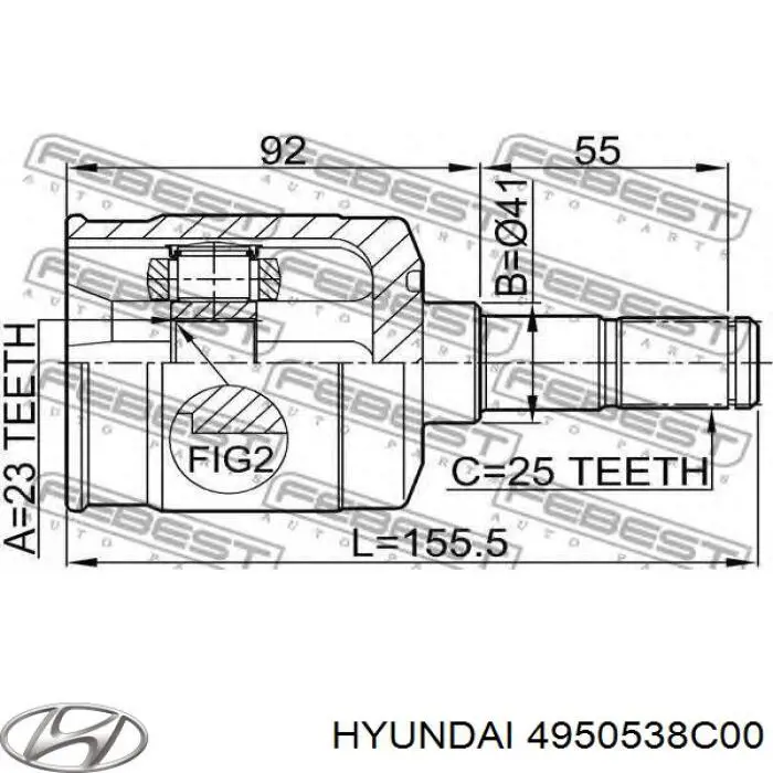 4950538C00 Hyundai/Kia junta homocinética interior delantera