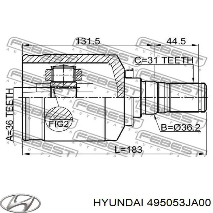 495053JA00 Hyundai/Kia junta homocinética interior delantera izquierda