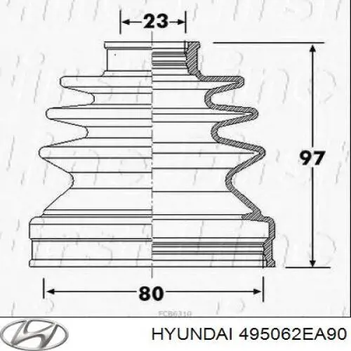 495062EA90 Hyundai/Kia fuelle, árbol de transmisión delantero interior