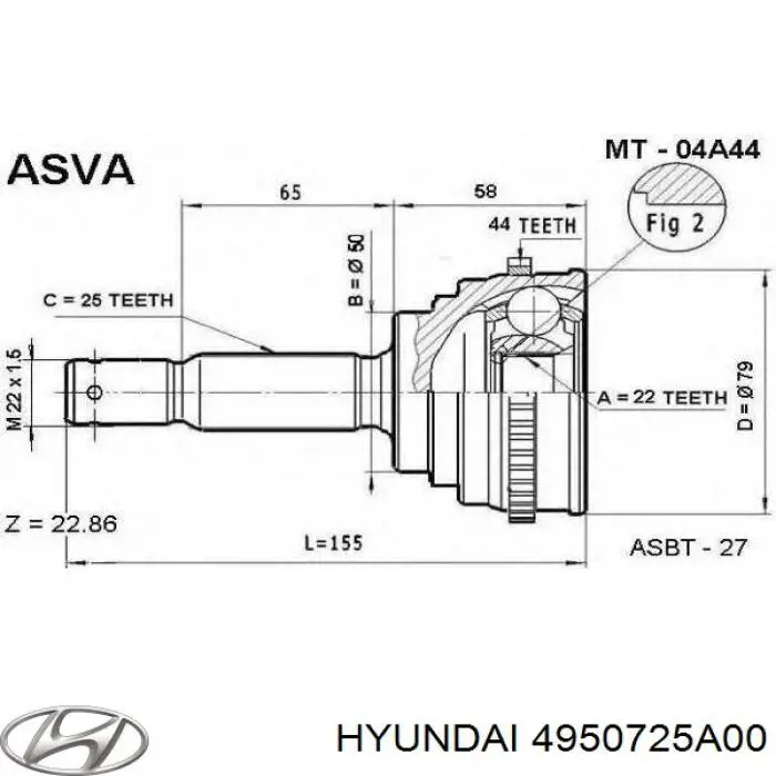 Junta homocinética exterior delantera Hyundai/Kia 4950725A00 precio, desde 31,77 EUR
