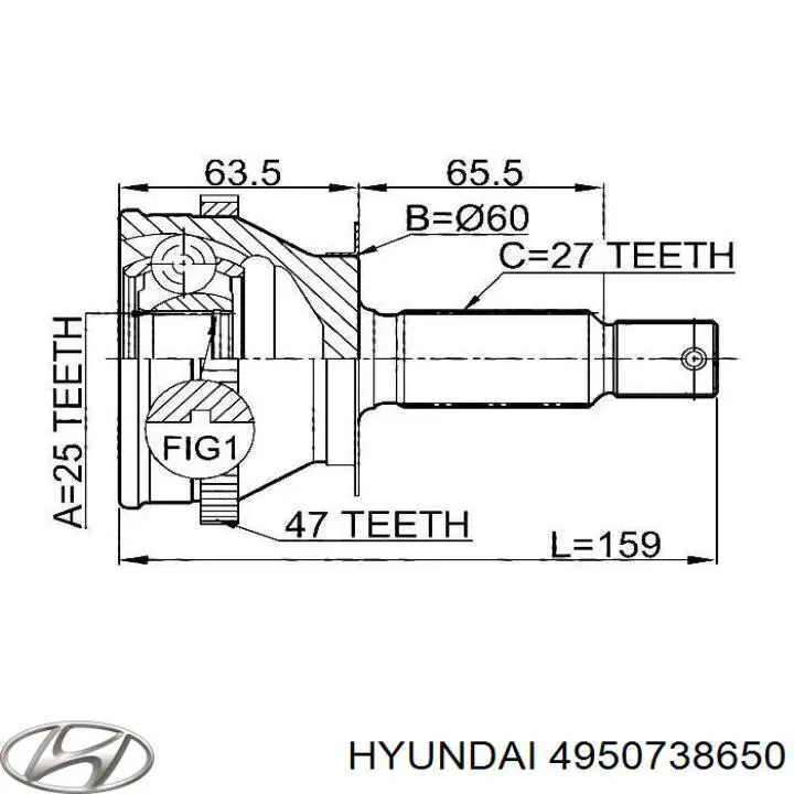 Junta homocinética exterior delantera derecha Hyundai Sonata 