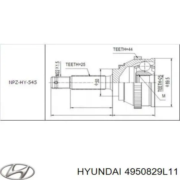 4950829L11 Hyundai/Kia junta homocinética exterior delantera izquierda